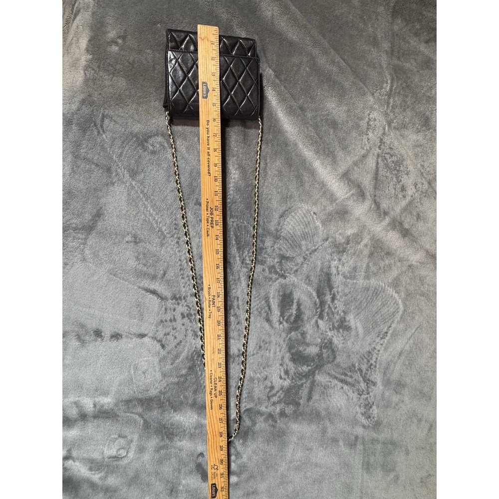 Vintage I Magnin Crossbody Bag Womens Small Black Quilted Leather Chain Strap - Picture 11 of 14